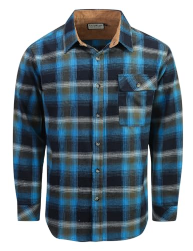 Drazivon Men's Button Down Long Sleeve Cotton Flannel Shirt Plaid Blue M - image 1