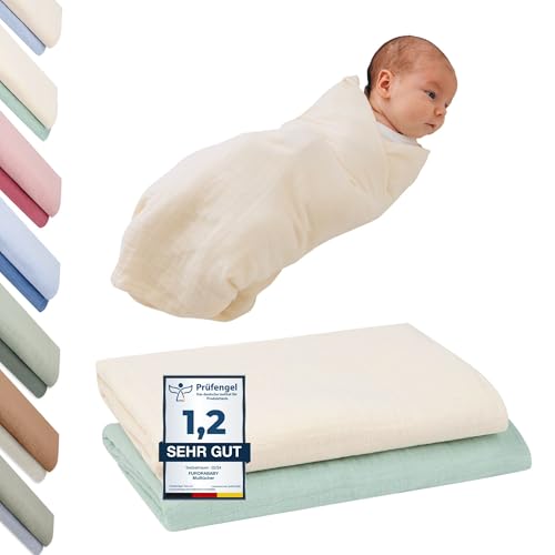 furora BABY Mulltücher Baby 120x120 cm XXL groß | super Soft Musselin, Bio-Baumwolle, Oeko-TEX 100 + GOTS: schadstofffrei | Pucktuch Musselintuch Baby Spucktücher Mullwindeln, Neugeborene Swaddle