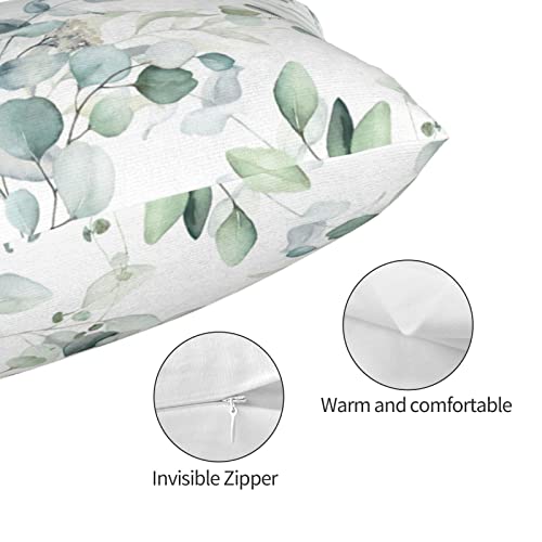 Aeioae Spring Sage Green Pillow Covers 12X20 Inch Set Of 2,Watercolor Eucalyptus Floral Throw Pillows Case,Seafoam Leaves Print Decorative Square Cushion Covers Outdoor Leaf Decor For Home Sofa Bed #TOP3