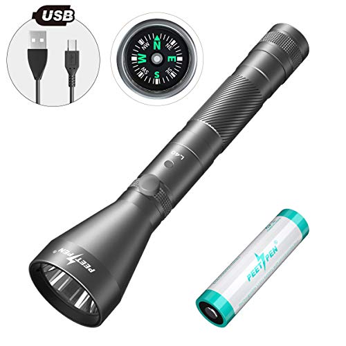 Lampe Torche LED Puissante Rechargeable USB 1200 Lumens 1640ft Longue Portée Etanche 4 Modes d'éclairage petite lampe de poche pour Ménage, Camping Randonnée, D'urgence