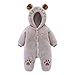 Bebé Mamelucos con Capucha Vellón para Niños Niñas, Invierno Mono Cálido Manga Larga Peleles Traje de Nieve Orejas de Oso Onesies Regalo 0-3 meses Gris