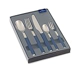 Todos los cubiertos tienen una superficie pulida y los cuchillos monoblock tienen un afilado ondulado; la alta funcionalidad, la agradable ergonomía y la función antideslizante del recubrimiento de silicona son inmejorables