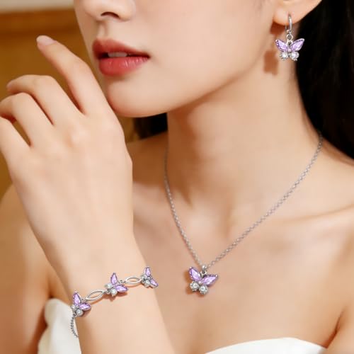 Image of Sterling Silver Butterfly Link Bracelet for Women,Adjustable Charming Dainty Jewelry,Ideal Gift for Mom,Wife and Her