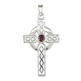  Großes keltisches Kreuz aus Sterlingsilber mit Granat
