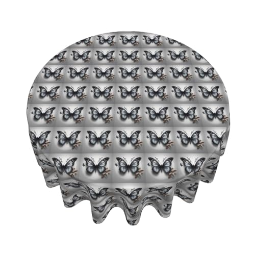 Nappe ronde grise anti-tache pour protéger la table de ferme des salissures