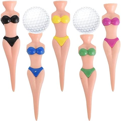 ZYFC Funny Golf Tees Lady Bikini 5 Pieces 76 mm/ 3 Inch Girl Golf Tees Women Golf Tees Plastic Golf Tees for Men Women Home Golf Training Golf Accessories Golf Practice Cover
