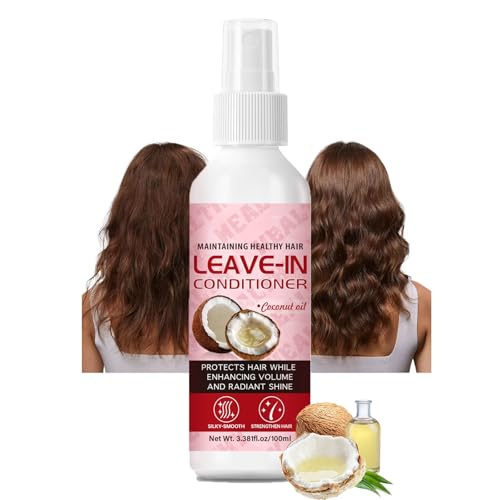 Coconut Oil Leave-In Conditioner Spray, Nourishing Hair Leave In Conditioner Mist for Dry,Damaged &amp; Frizzy Hair, Lightweight, Luminous Shine,Instantly Detangle,Soften &amp; Smooth Textured for Women3.53oz