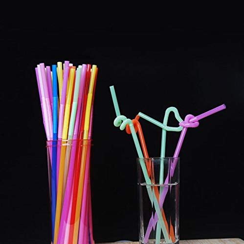 WOIWO 100 PÇS Canudos Artísticos Modelagem Colorida Dobráveis Descartáveis Canudos PP de Segurança 2