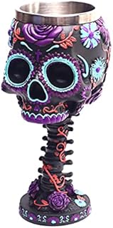 Halloween Goblet Wine Glass Skull Wine Set Goblet Cup,Medieval Wine Chalice Drinking Cup,Ideal Novelty Gothic Gift Party Idea (Purple, One Size)
