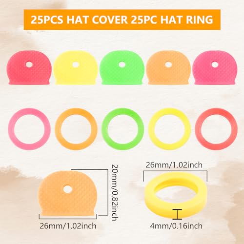 50 Stück Schlüsselkappen Etiketten Set,Schlüsselkappen Eckig,Bunte Schlüssel Markierung,Gummi Schlüsselabdeckungen Schlüsselkennzeichnung,für Flache Standard-Hausschlüssel(rund,halbrund,5 Farben)