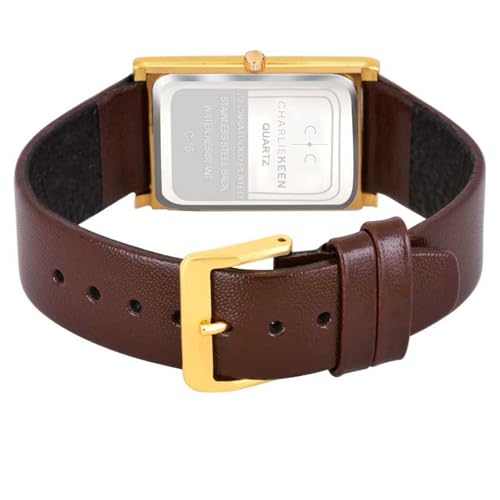 Image of CHARLIEKEEN Slim Analogue Watch, Black Dial, Leather Strap