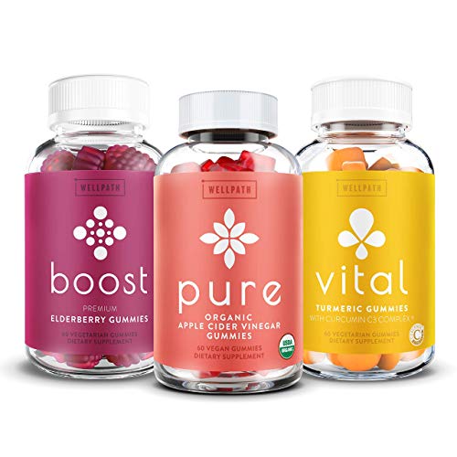 Anti-Oxidant Gummies 3-Pack Bundle - Elderberry, Apple Cider Vinegar, Turmeric - Boost Elderberry Gummies - Pure Apple Cider Vinegar Gummies - Vital Turmeric Gummies