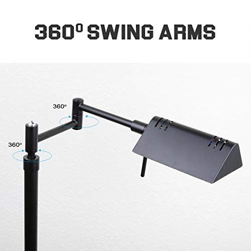 O’bright Dimmable Led Pharmacy Floor Lamp, 12W Led, Full Range Dimming, 360 Degree Swing Arms, Adjustable Heights, Standing Lamp For Reading, Sewing, And Craft, Etl Listed (Black) #TOP4