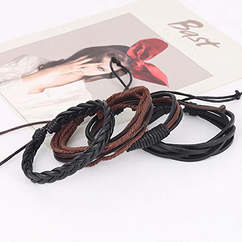 4pcs Stylish Strand Bracelet Set in Brown and Black