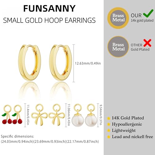 Pearl Earrings for Women - Dainty Gold Earrings Trendy 14K Gold Plated Freshwater Pearl Dangle Hoop Stud Earrings for Women Wedding Jewelry Gift for Women