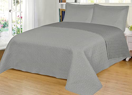 Etrexonline Colcha Bouti Reversible Lisa 100% Microfibra Extra Suave Colcha Cubre Cama Multiusos para Primavera y Verano Incluye 2 Fundas de Cojín para Cama de 120/135-230x260cm - Gris