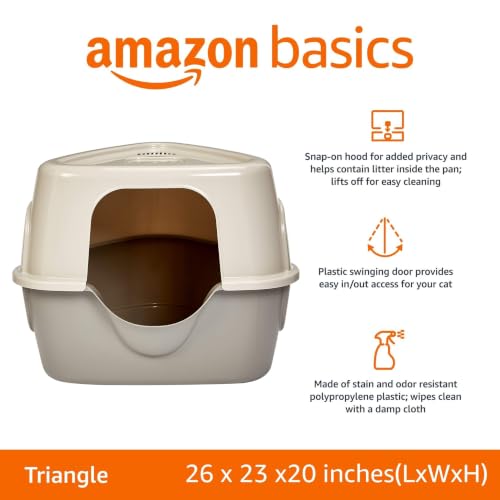Amazon Basics Cat Litter Box with Lid, No-Mess, Spacious Enclosed Design with Odor Control, Easy Access, Stain Resistant, 26" x 23" x 20", Charcoal - Image 2