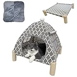 Babyezz Dog/Cat Tent Bed,Pet Teepee House,Cat Hammock Bed,Removable Portable Indoor/Outdoor Pet Tent,Suitable for Kitty,Puppy,Bunny and Small Animal(Grey Mesh Tent)