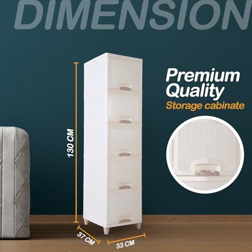 Image of 6 Tier Cupboard for Storage Organizer /Plastic Storage Drawer /Stackable Storage Cabinet /Drawers for Storage Box /Multipurpose Storage Rack /Plastic Wardrobe Organizer (5 Layer)