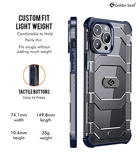 Image of Golden Sand [Explorer Series Apple iPhone 13 Pro Max Back Cover Shockproof Semi-Transparent Rugged Military Grade Phone Case, Certified Drop Protection, Deep Blue