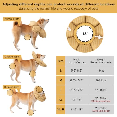 Image of H HIDREAM Soft Dog Cones for Medium Dogs,Cute Adjustable Cone for Dogs to Stop Licking,Dog Recovery Collars & Cones that can Protect Head and Foot Wounds,Daisy Yellow All-Season Style