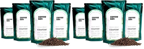 Image of Caf Coffee Day - COMFORT 65% Coffee 35% Chicory - 200gm each (Pack of 8) | Medium to Dark Roast | South Indian Filter Coffee | Fresh from Chikmagalur factory