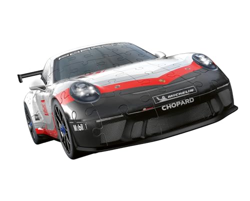 Ravensburger - Puzzle 3D Véhicules - Porsche 911 GT3 Cup avec Grille de Construction - A partir de 10 Ans - 108 pièces numérotées à Assembler sans Colle - Accessoires de Finition Inclus - 11557
