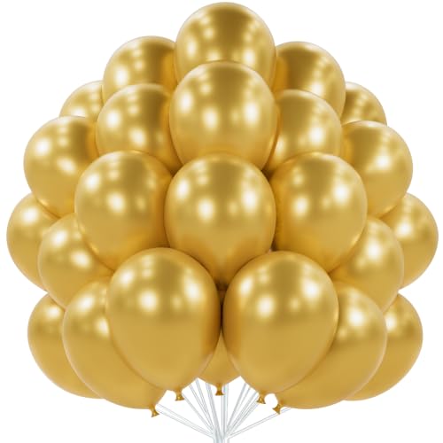 Image of PartyWoo Gold Balloons 101pcs 12 Inch Gold Latex Helium Balloons for Birthday Wedding Anniversary Baby Shower Graduation Bachelorette Retirement Engagement Tea Casino Disco Party Decorations Gold-G101