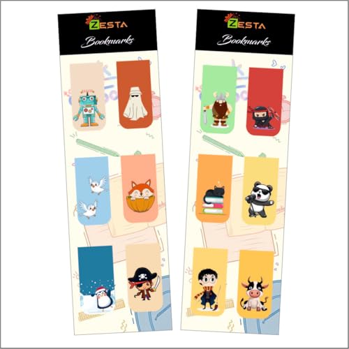 Image of Zesta Magnetic Bookmark Set of 7 | Aesthetic Book Mark for Reading | Cute Anime Bookmarks for Kids, Students | Book Accessories for Novels, Gifts for Readers(Quirky Magnetic Bookmarks, 9X2.5 Cms)