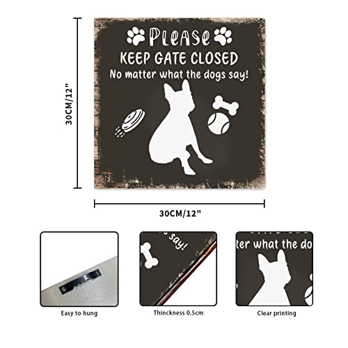 Panneau en bois Please Keep Gate Closed de signalisation et décoration murale - 30,5 cm - 3