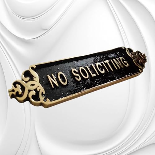 Panneau No Soliciting en laiton antique, finition prestige pour maison