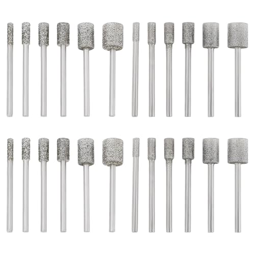 Briny River 24-teiliger 1/8-Zoll-Diamantschleifeinsatz Kompatibel mit Dre-mel Zum Gravieren Polieren Und Schleifen (10 Mm 8 Mm 6 Mm 5 Mm 4 Mm 3 Mm)