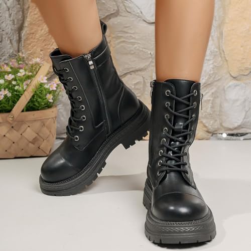 Botines de mujer cómodos para caminar sin cansancio con plataforma y puntera redonda 3