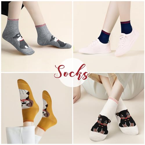 Image of Chalier 5 Pairs Socks for Women, Fun Cat Dog Animal Funny Socks Gifts