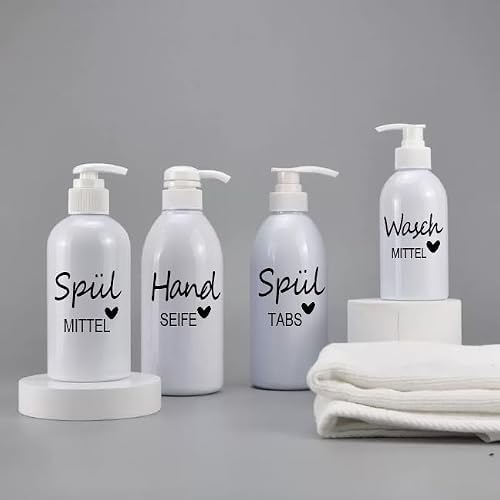 Zestaw środków do mycia naczyń i detergentów, 2 butelki, 1 butelka do mycia naczyń, 1 butelka na detergent, 2 naklejki