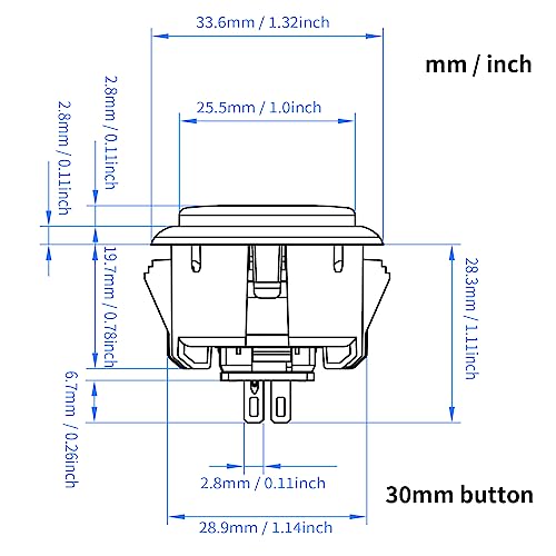 qanba Gravity Ks Mechanische Arcade-Tasten, 30 mm, Snap-In, mechanischer Druckknopf (verpackt (klar rosa D12 (8 Stück))