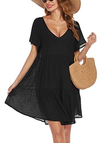 AI'MAGE Tunique de plage sexy pour femme, noir, Taille S Cover