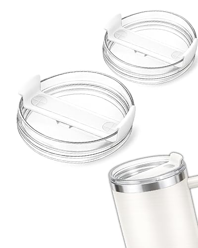 2 Pack 40 OZ Tumbler Replacement Lids for Stanley Cup – Leakproof Spill-Proof Screw-On 40oz Tumbler Lid Replacement for Travel Tumblers, Clear Durable Easy-Clean Replacement Lids for Daily Use