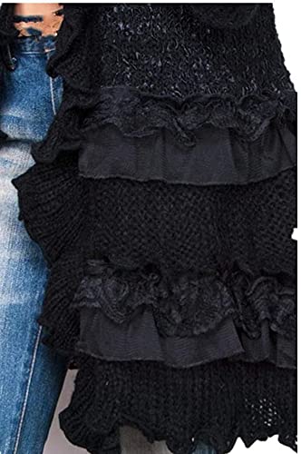 Women Victorian Boho Crochet Cardigan Gothic Steampunk Open Front Knit Sweater3