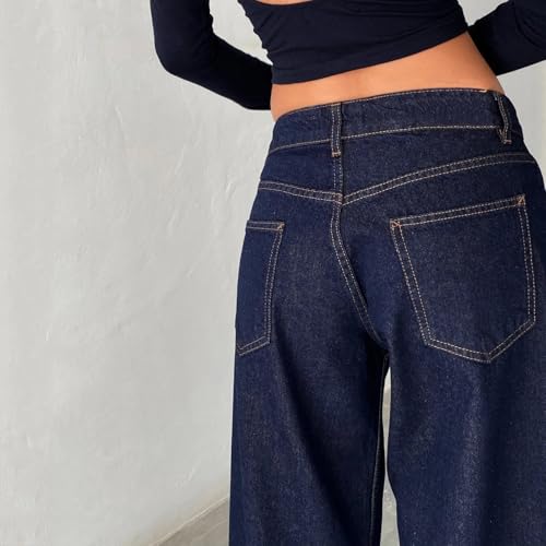 XBTCLXEBCO Women's High Waisted Wide Leg Jeans Straight Denim Pants Casual Baggy Trousers Streetwear Fashion4