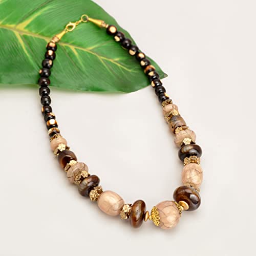 Zephyrr Beautiful Tibetan Beaded Necklace With Marble Like Beads For Women & Girls(Jan-2487) #TOP4
