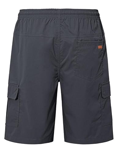 AUSELILY MEN Mens Cargo Shorts Drawstring 9 inch Casual Outdoor Work Relaxed Fit with Pockets Dark Gray M — view 4