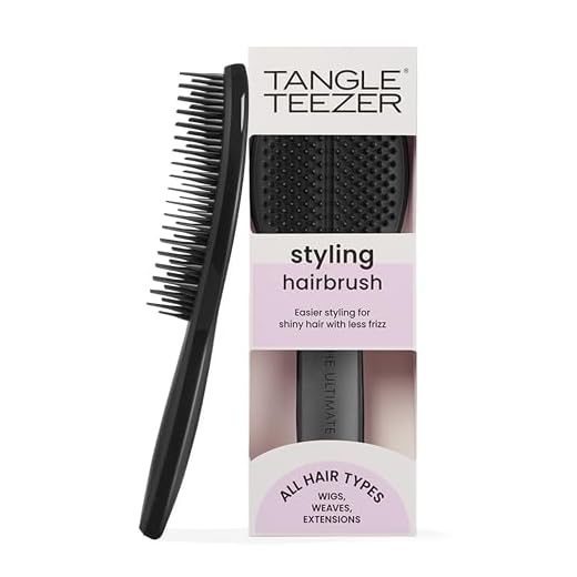 Tangle Teezer The Ultimate Styler Haarbürste – Für Perücken, Weaves, Extensions & Clip-Ins – Verleiht Volumen, Textur, Glanz & hilft beim Ausbürsten von Locken – Schwarz