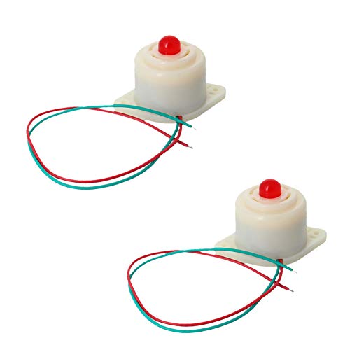 Image of Fielect 2Pcs 100dB Buzzer Alarm Electronic Beep Buzzer DC 24V 100mA Electronic Buzzer Alarm 2 Wire Industrial Red LED Flashing Alarm Buzzer White BJ-3