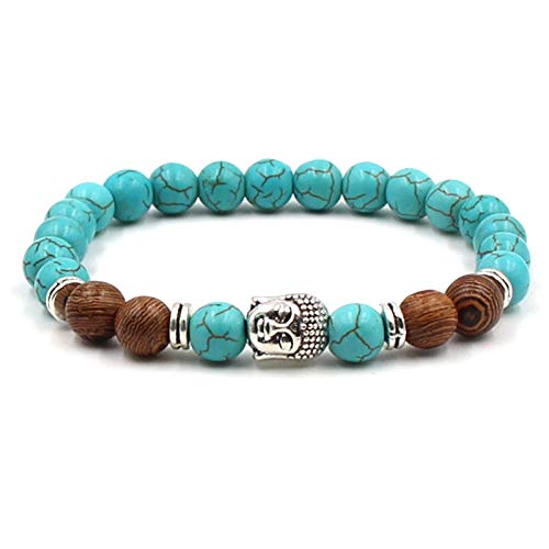 Bracelet en pierre contre le stress quotidien élastique turquoise