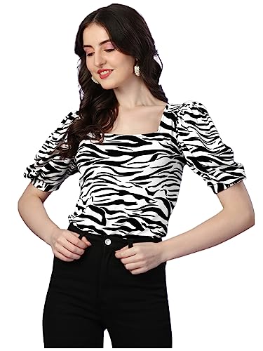 Image of Sheetal Associates Women Casual Puff Sleeves Self Design Top