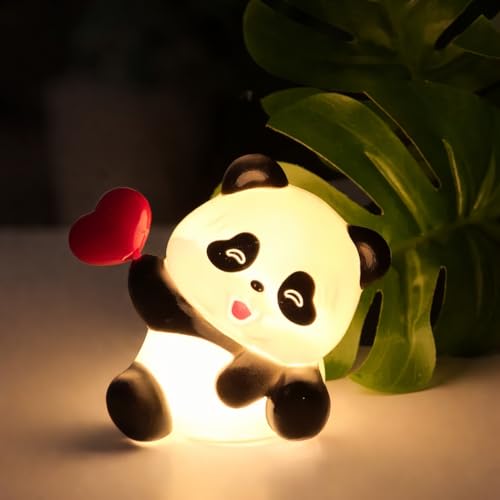Cute Heart Panda Night Light Lamp – Yellow LED Decorative Lamp fo...