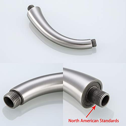 RANDOM All Brass 8 inch Shower Arm, Brushed Nickel also Matte Black and Oil Rubbed Bronze for Choose. (Brushed Nickel)