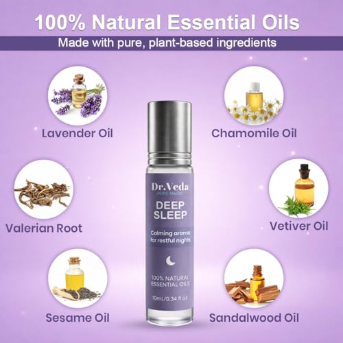 Image of Deep Sleep Roll-On - Calming Aroma for Restful Nights & Relaxation | Sleeping Aid Helps Improve Sleep with Lavender, Chamomile, Sandalwood, Coconut & Sesame Oils | 100% Natural Essential Oils, 10 ml (Pack of 2)