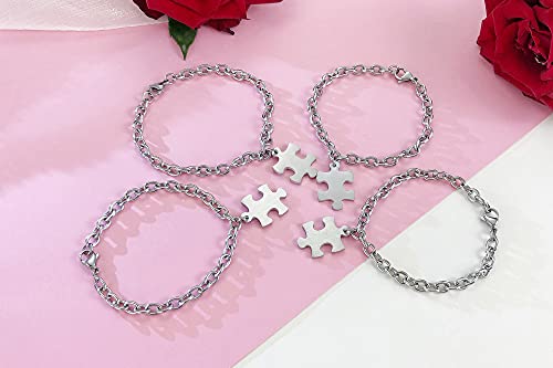 Vnox Personalized Customized Puzzle Piece Bracelet Set Of 4 Link Bracelet For Best Friend Bff Family Love/Friendship Jewelry Gift Sets #TOP5